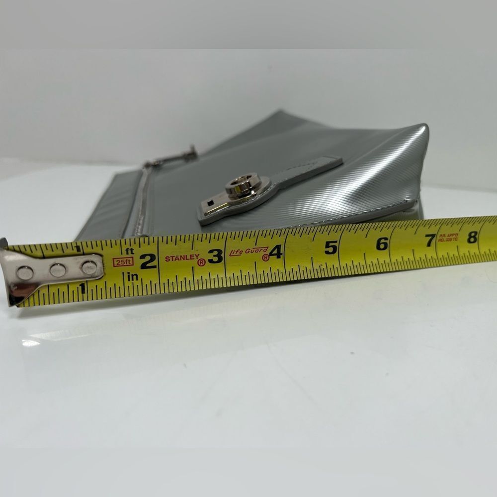 Burberry Silver Patent Leather Lock Trench Clutch - Picture 8 of 8